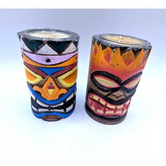 Set of Vtg NOS Tiki Wax Candles Tribal Design Aloha Party Totem - Picture 4 of 8